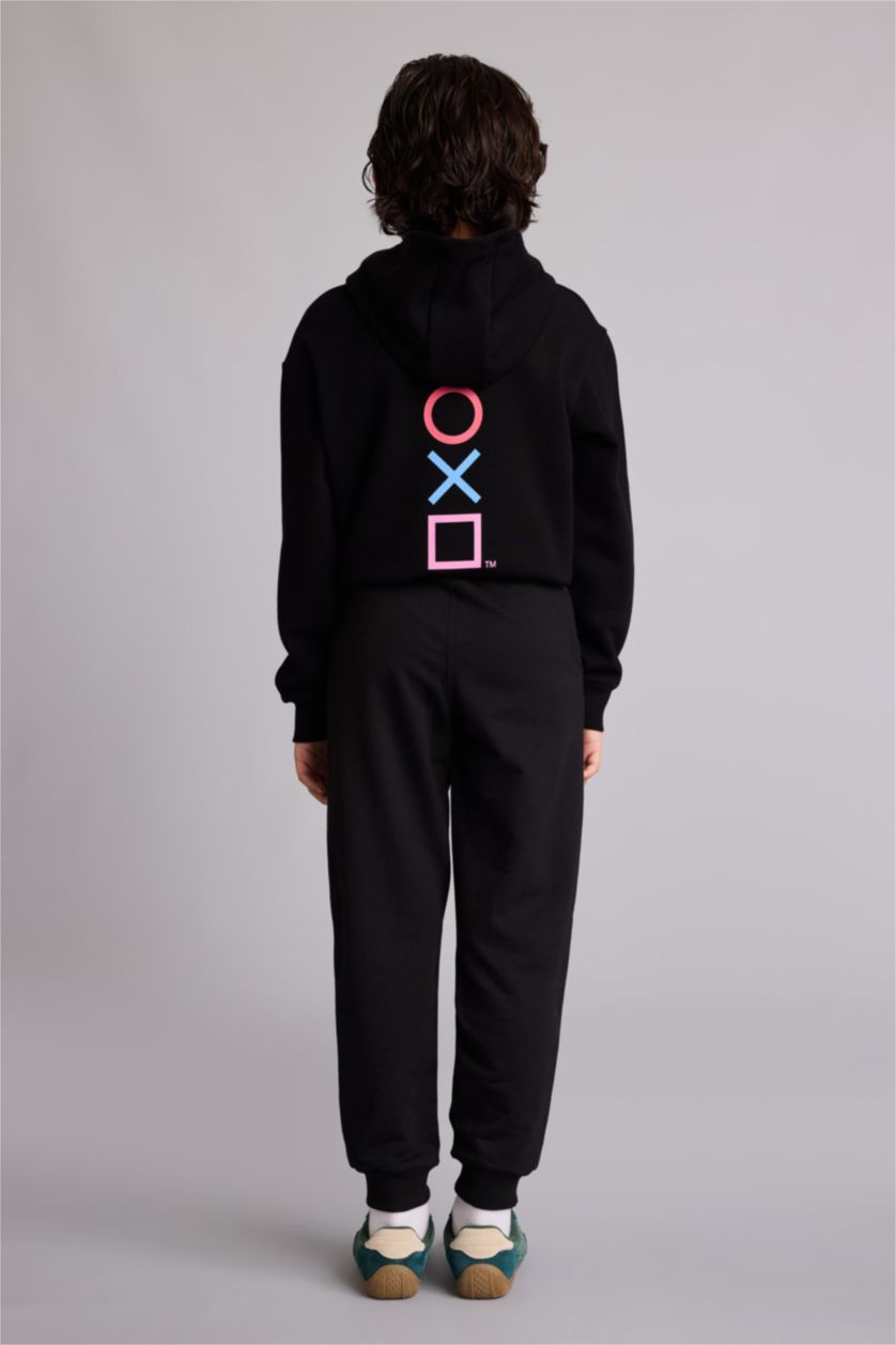 Erkek Çocuk - Genç Erkek Siyah Regular Fıt Sweatshirt Kumaşı Pantolon Erkek Çocuk