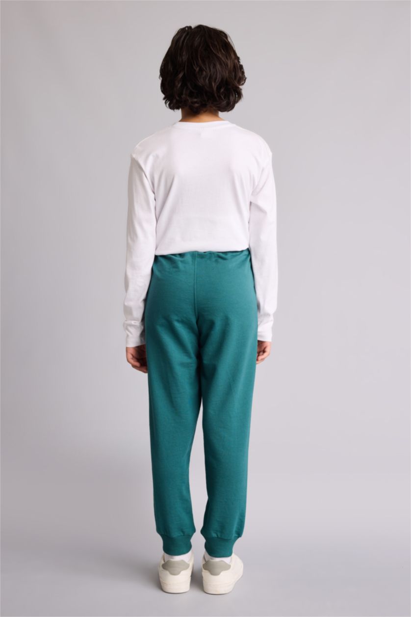 Erkek Çocuk - Genç Erkek Koyu Yeşil Regular Fıt Sweatshirt Kumaşı Pantolon Erkek Çocuk