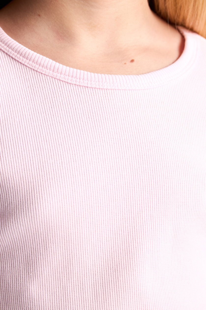 FILLES Rose Clair T-shirt à col noué à manches longues Coupe slim pour fille
