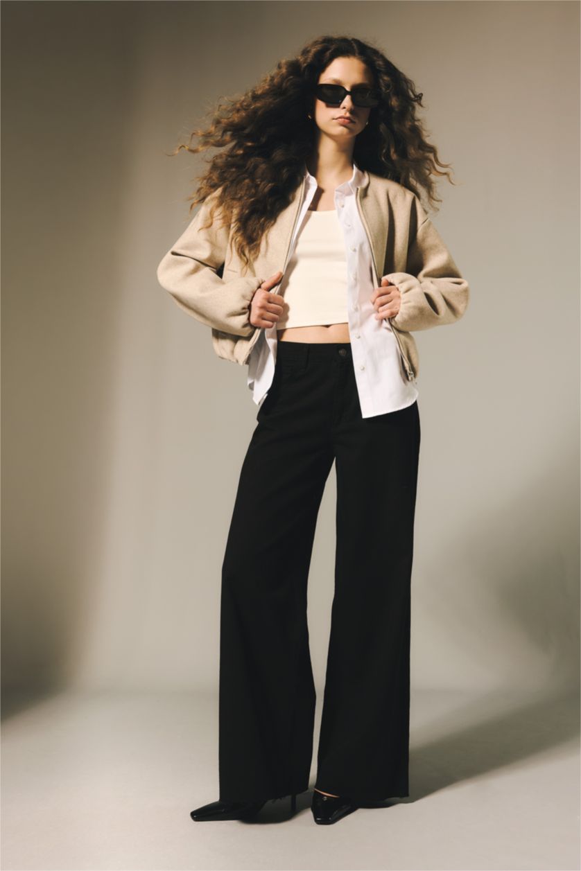 WOMAN Beige Regular Fit Cachet Jacket