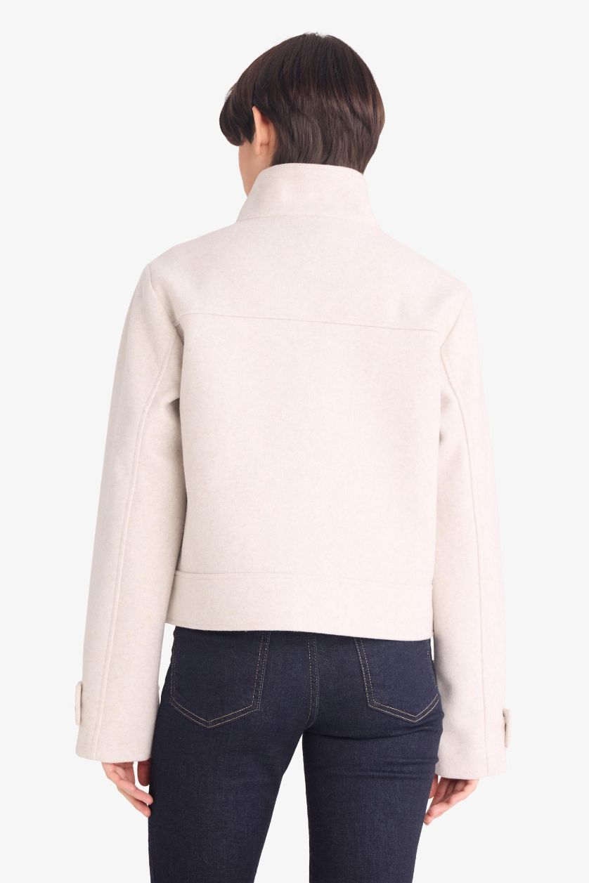 Kadın Ekru Kısa Kaşe Mont