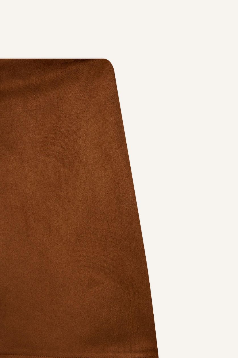 FEMME Marron Mini Jupe-Short en suédine taille normale
