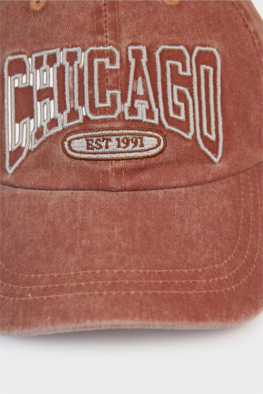 Man Brown Boy Embroidered Cotton Cap