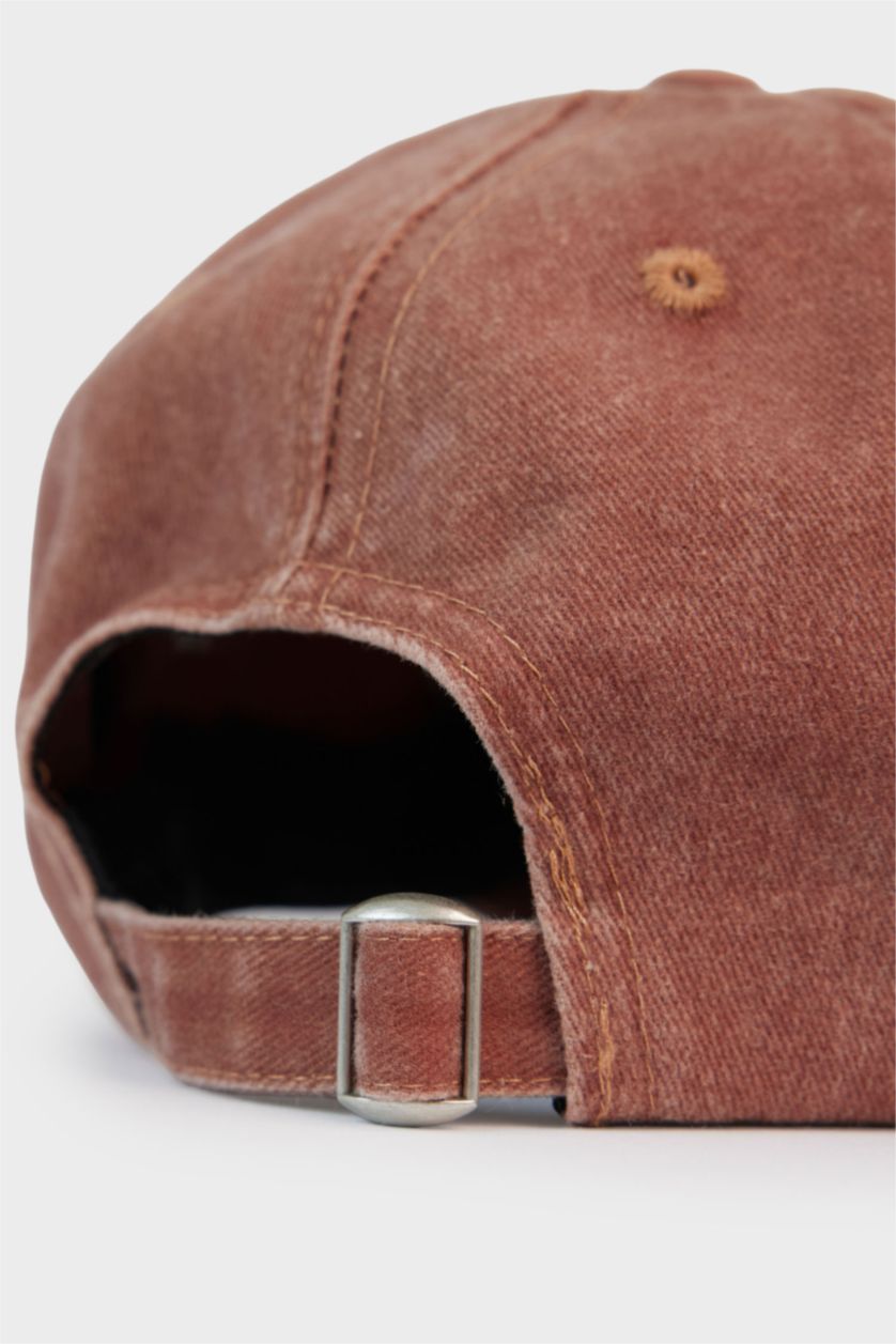 Man Brown Boy Embroidered Cotton Cap