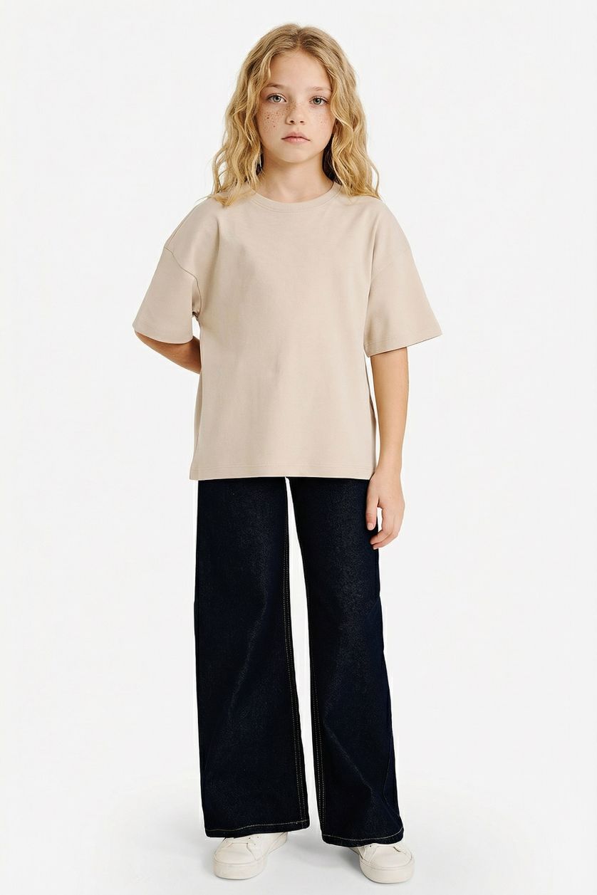 GIRLS & TEENS Sand Girl Oversize Fit Crew Neck Short Sleeve T-Shirt