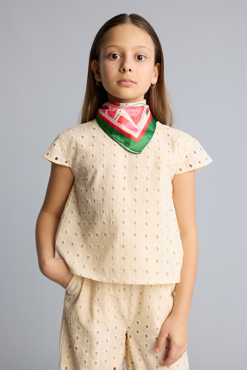 Young Girls - Teen Girls Ecru Girl Regular Fit Short Sleeve Blouse