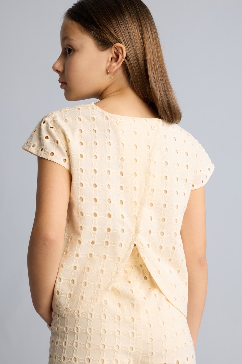Young Girls - Teen Girls Ecru Girl Regular Fit Short Sleeve Blouse