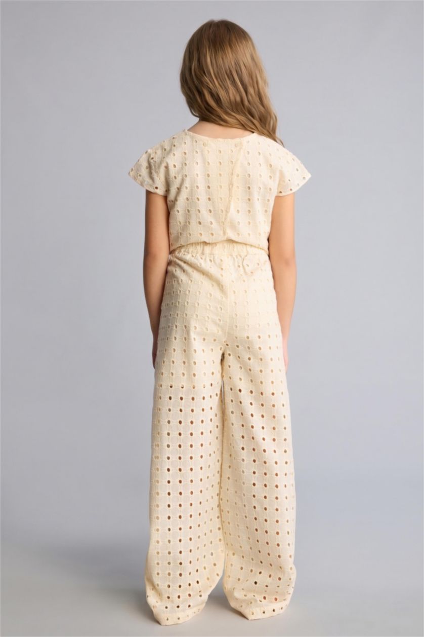 Young Girls - Teen Girls Ecru Regular Fit brode Trousers