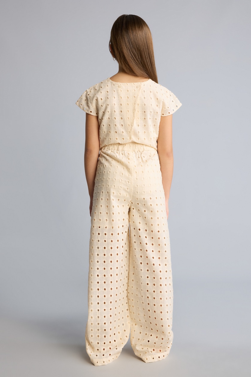 Young Girls - Teen Girls Ecru Regular Fit brode Trousers