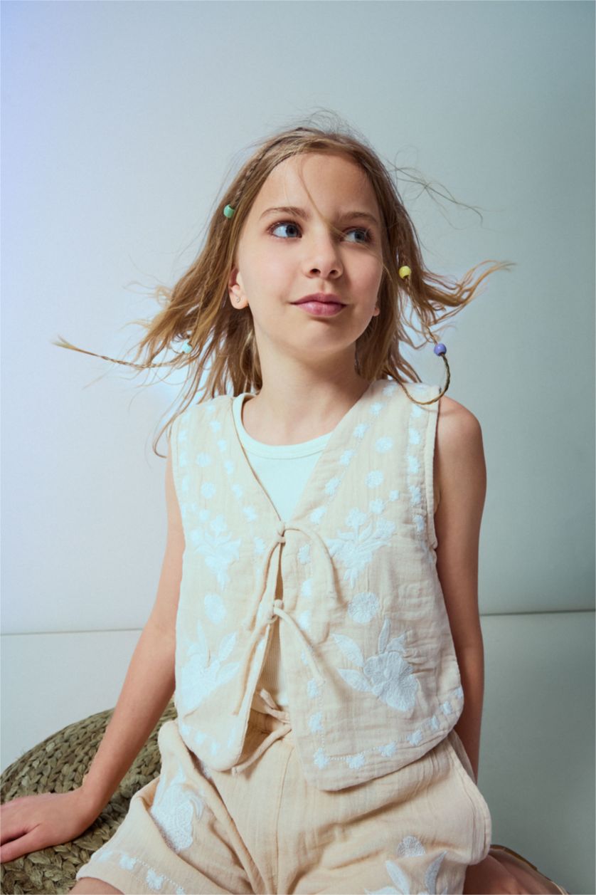 Young Girls - Teen Girls Beige Girl Floral Patterned Beige Blouse