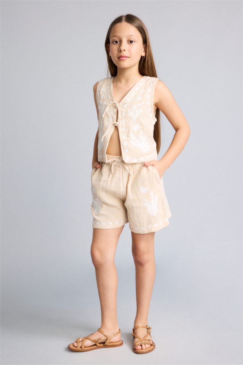 Young Girls - Teen Girls Beige Girl Regular Fit Shorts