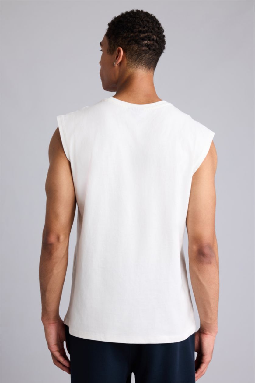 Erkek Ekru Oversize NBA Baskılı Atlet