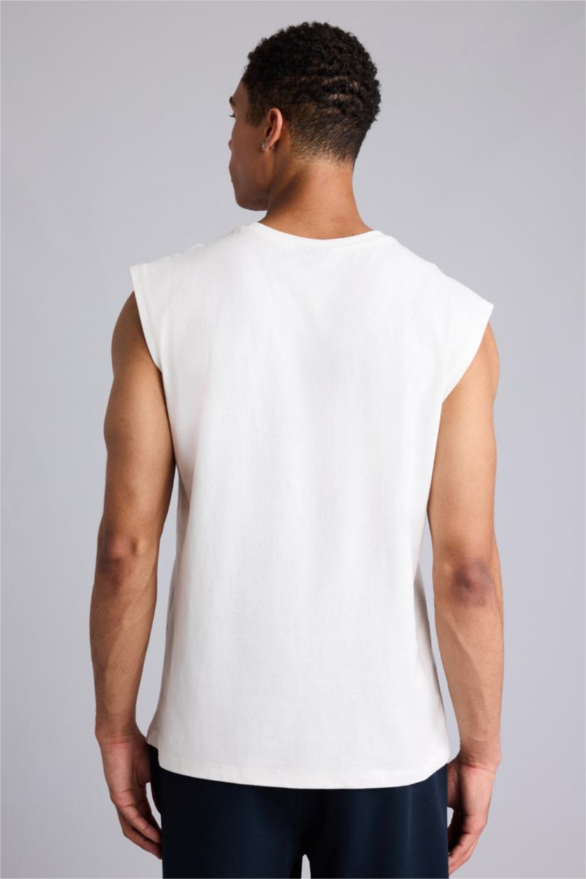 HOMME Écru Débardeur oversize NBA Wordmark imprimé à col rond