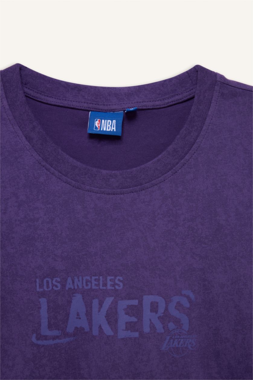 Erkek Koyu Mor NBA Los Angeles Lakers Kısa Kollu Tişört
