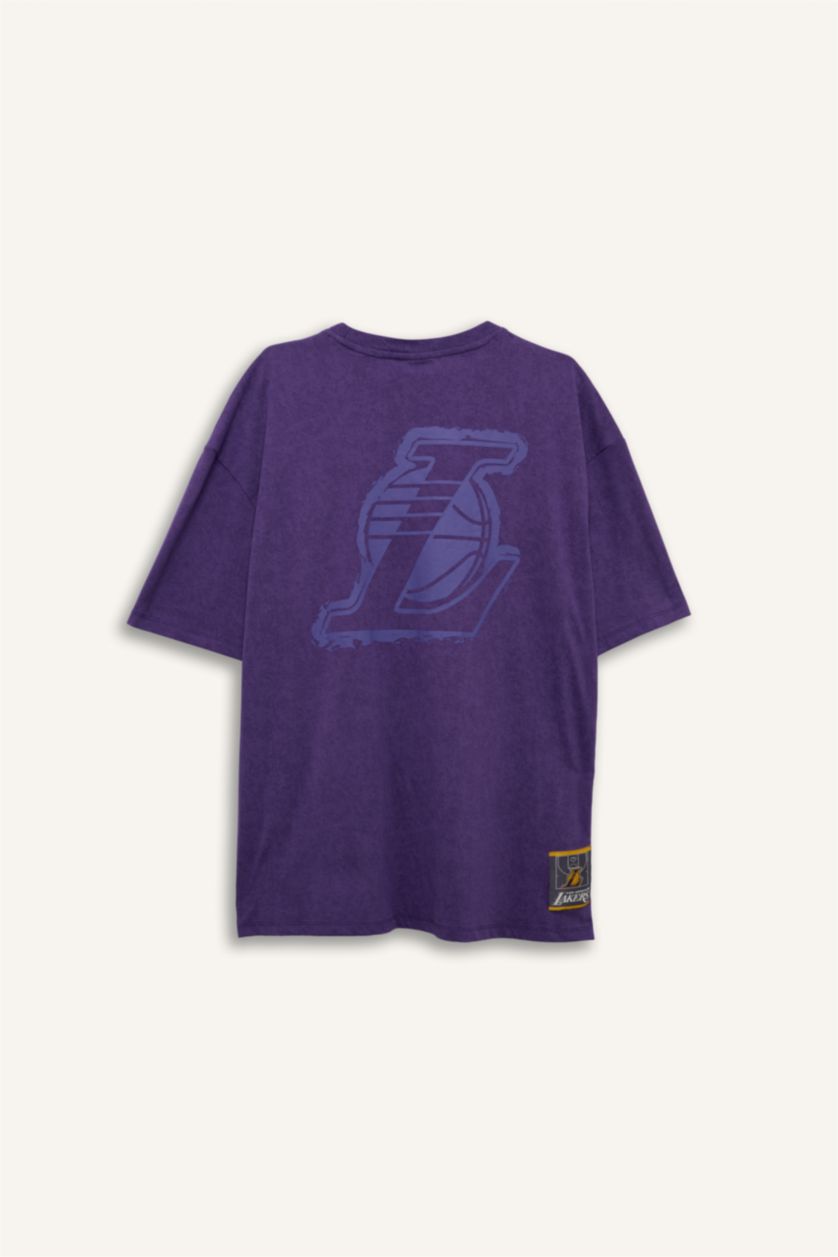 Erkek Koyu Mor NBA Los Angeles Lakers Kısa Kollu Tişört