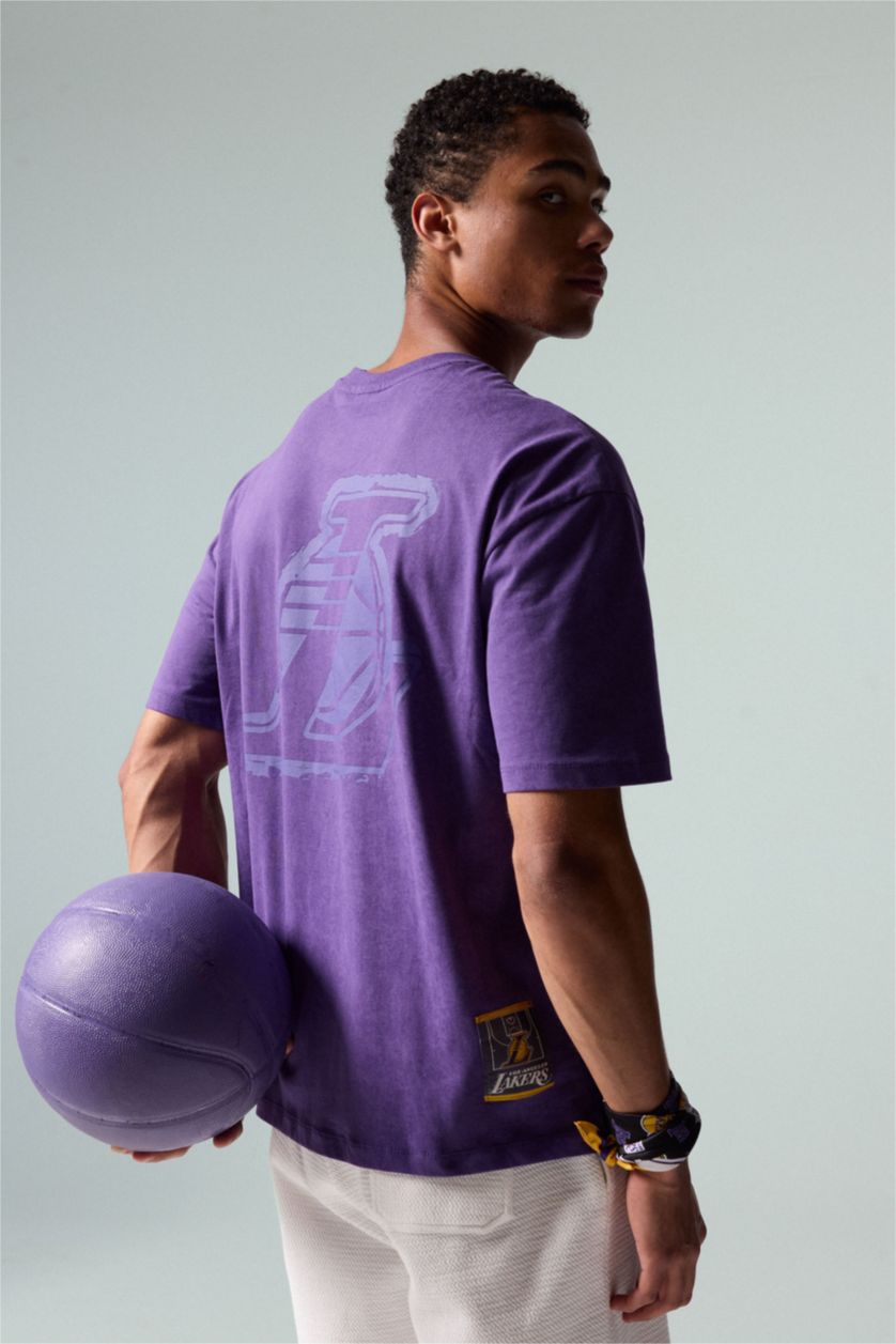 رجال بنفسجي غامق Short Sleeved NBA Los Angeles Lakers T-Shirt