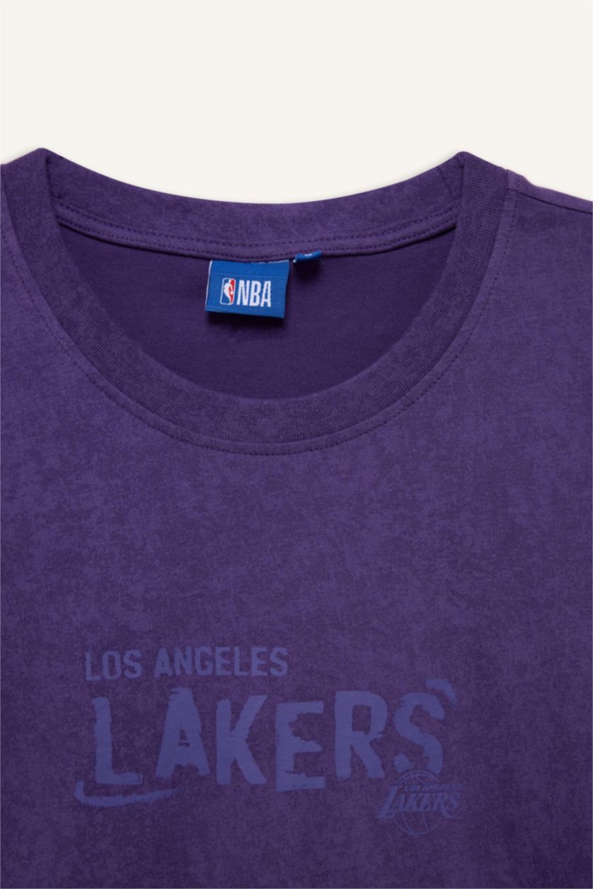 Men Dark Purple Short Sleeved NBA Los Angeles Lakers T-Shirt