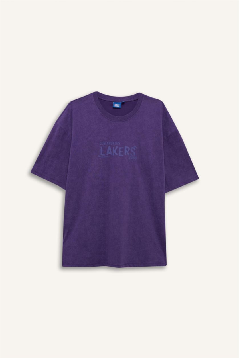 رجال بنفسجي غامق Short Sleeved NBA Los Angeles Lakers T-Shirt