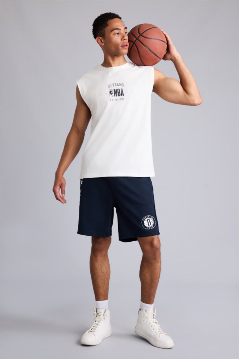 Erkek Lacivert NBA Brooklyn Şort