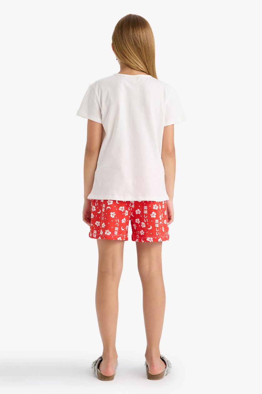 بناتي بيج فاتح طقم بيجاما بناتي تيشيرت وشورت - قطعتين