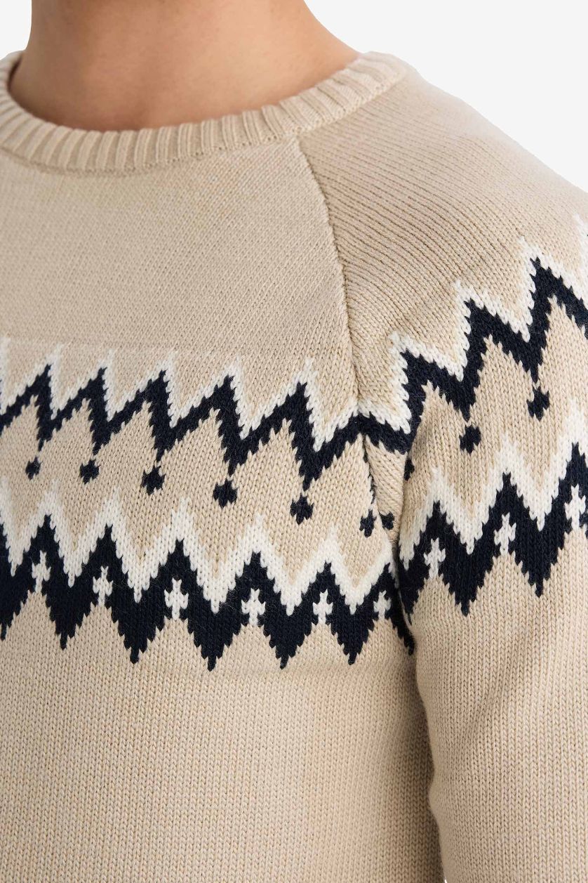 MAN Beige Standard Fit Crew Neck Knitwear Pullover