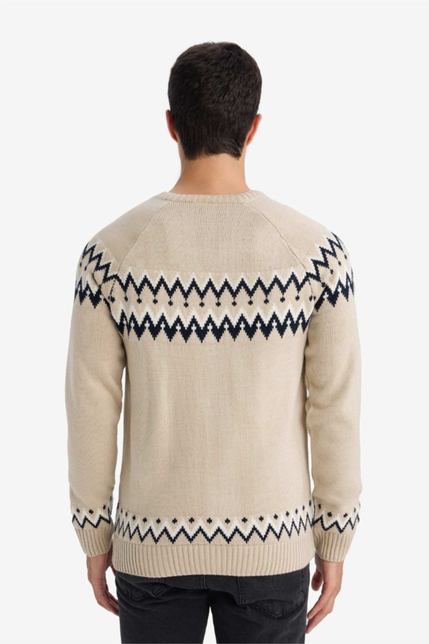 MAN Beige Standard Fit Crew Neck Knitwear Pullover