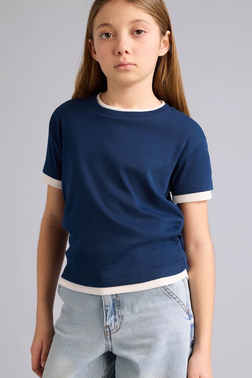 Young Girls - Teen Girls NAVY Girl Slim Fit Ribbed T-Shirt
