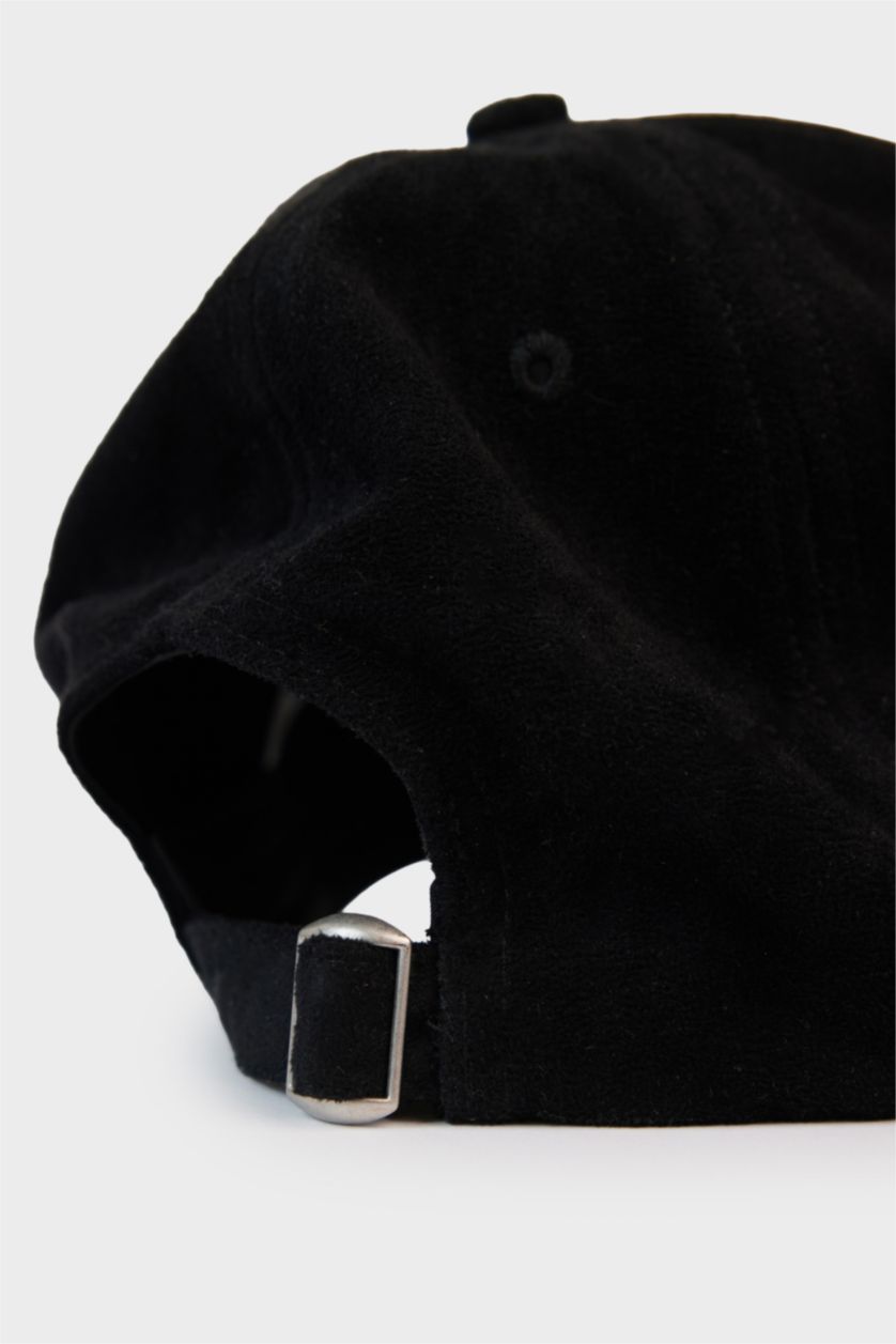 Erkek Kahve Erkek Etiket Baskılı Süet Cap Şapka