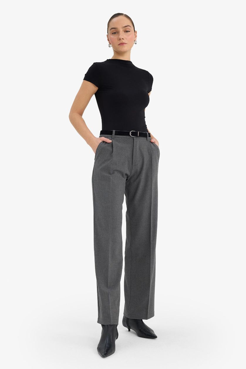 FEMME Noir T-shirt manches courtes à demi-col montant Coupe slim