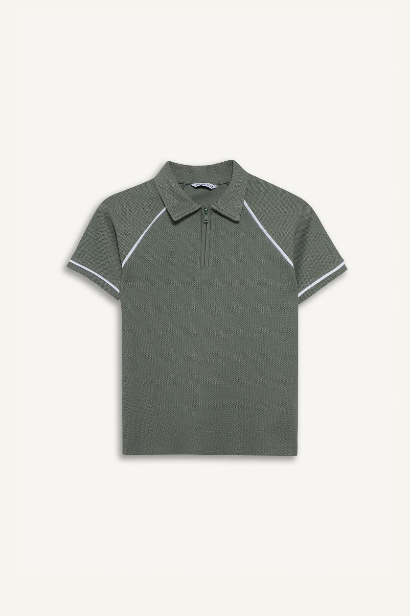 Erkek Çocuk - Genç Erkek Açık Yeşil Regular Fıt Polo Yaka Kısa Kollu Polo Tişört Erkek Çocuk