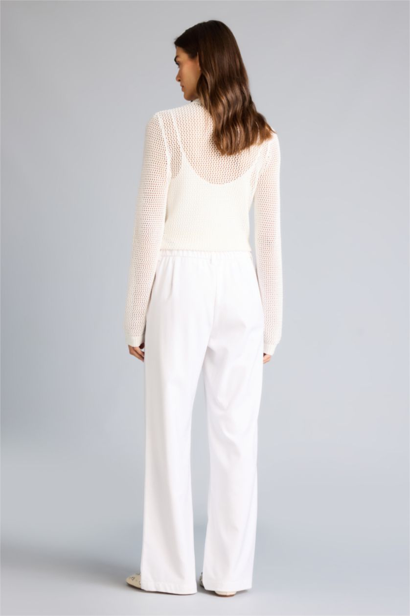 WOMAN White Straight Fit Zipper Pocket Trousers