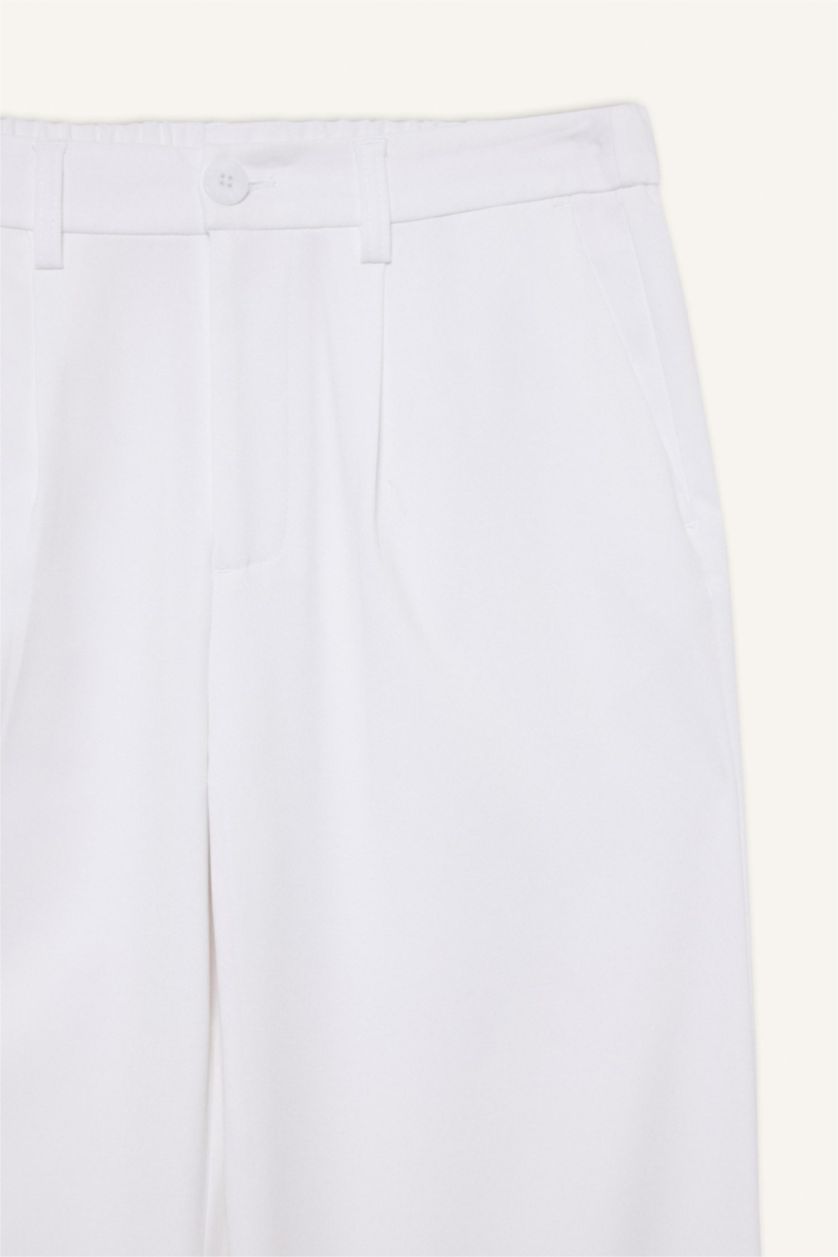 WOMAN White Straight Fit Zipper Pocket Trousers