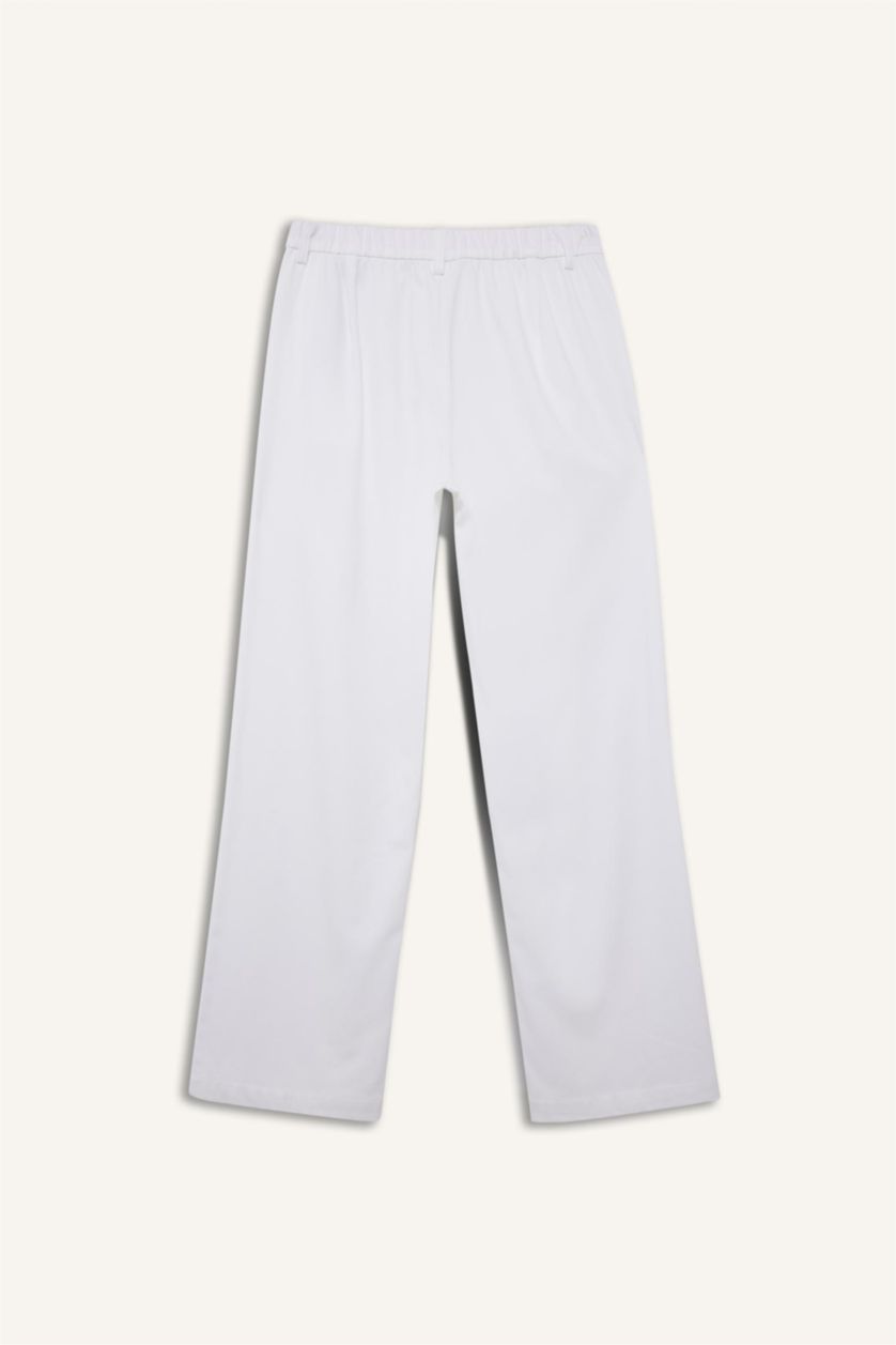 WOMAN White Straight Fit Zipper Pocket Trousers