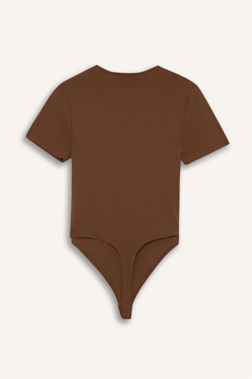 Әйелдерге Қоңыр Футболка с круглым вырезом и коротким рукавом