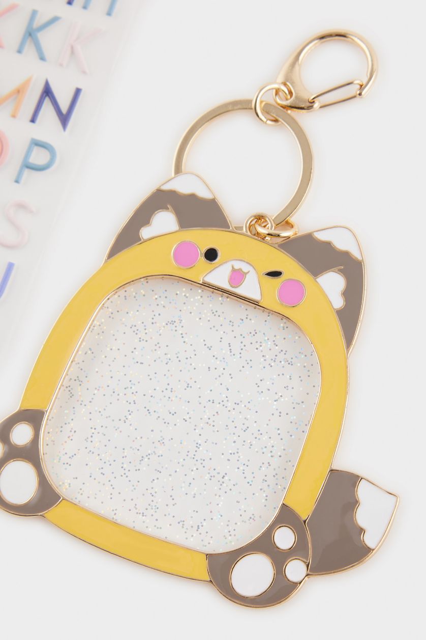 Kadın Karma Kadın Kedi Temalı Harfli Charm Anahtarlık