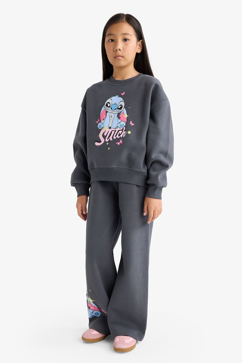 Kız Çocuk - Genç Kız Antrasit Disney Lilo & Stitch 2'li Takım Sweatshirt Eşofman Altı Kız Çocuk