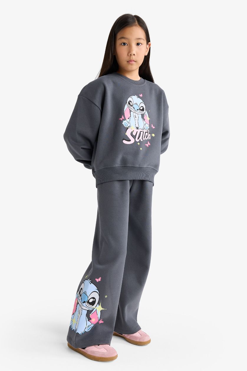 Kız Çocuk - Genç Kız Antrasit Disney Lilo & Stitch 2'li Takım Sweatshirt Eşofman Altı Kız Çocuk