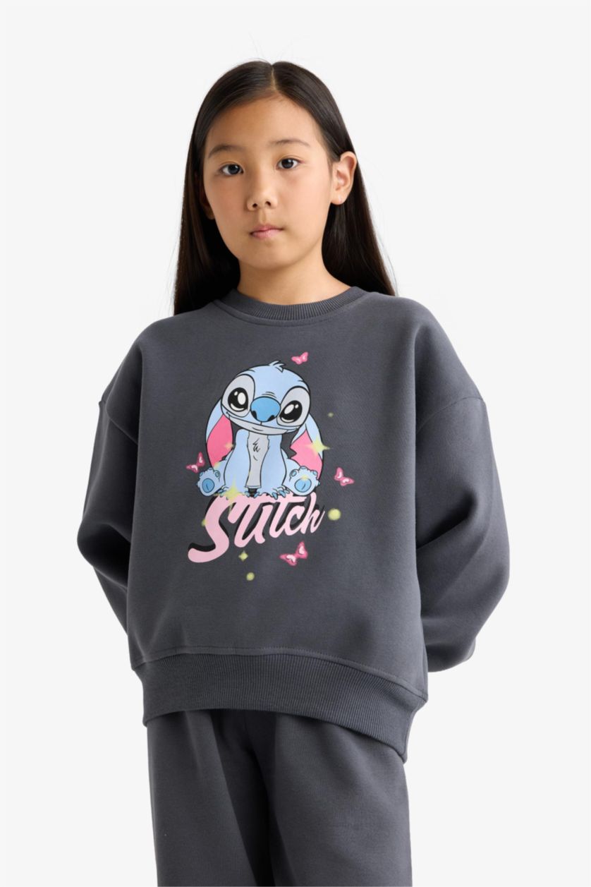 Kız Çocuk - Genç Kız Antrasit Disney Lilo & Stitch 2'li Takım Sweatshirt Eşofman Altı Kız Çocuk