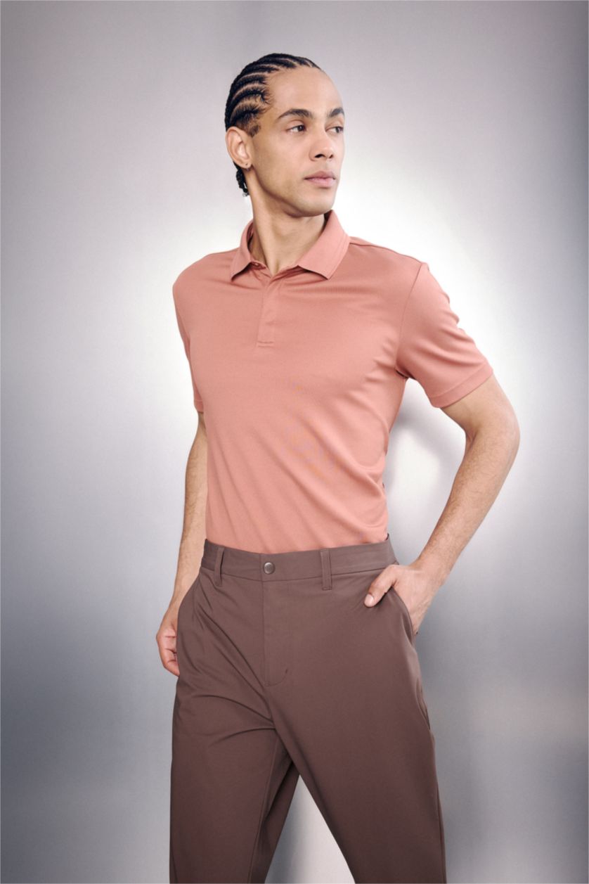 Man Light Brown Standard Fit Polo T-Shirt