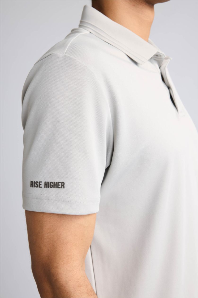 MAN Light Grey تيشيرت بولو نص كم قصة عادية