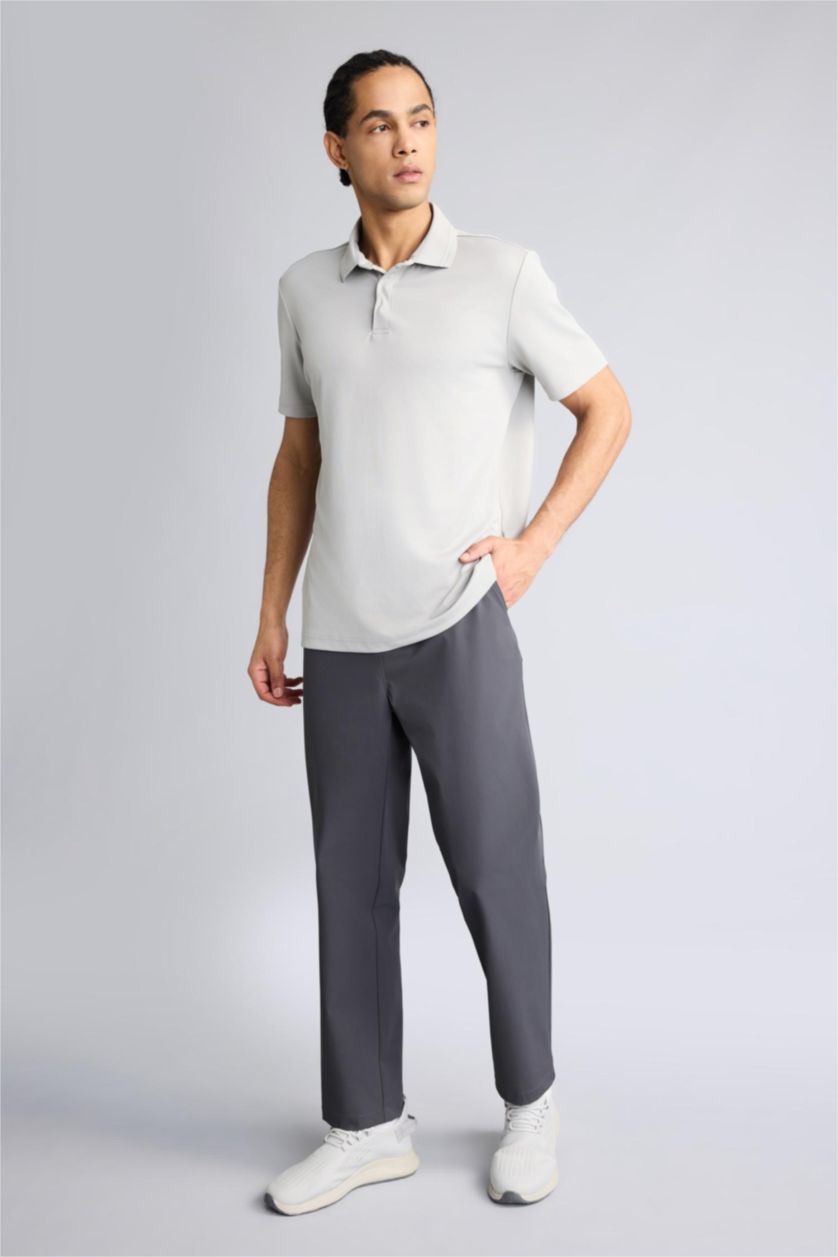 Erkek Açık Gri Standart Fıt Kısa Kollu Polo Tişört