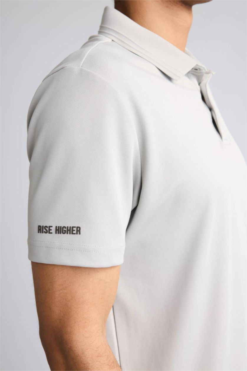 Erkek Açık Gri Standart Fıt Kısa Kollu Polo Tişört