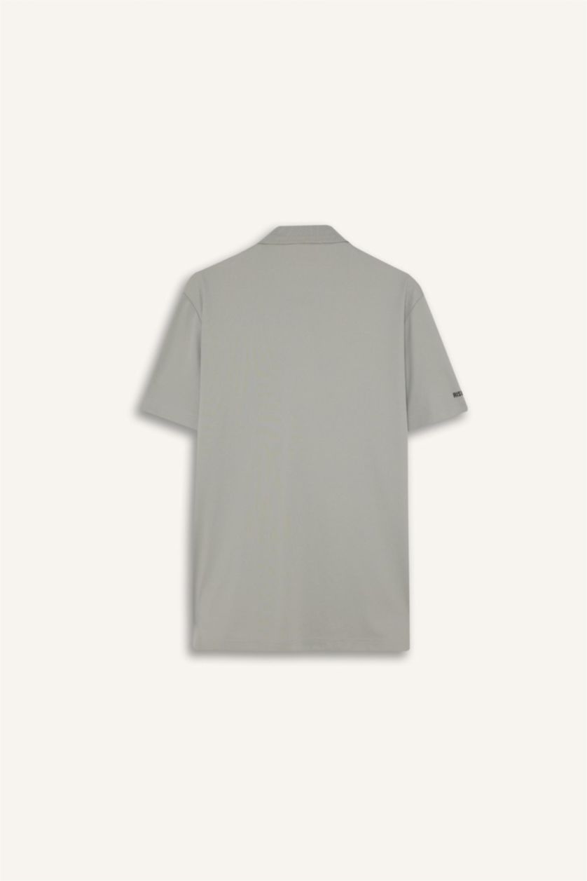 MAN Light Grey تيشيرت بولو نص كم قصة عادية