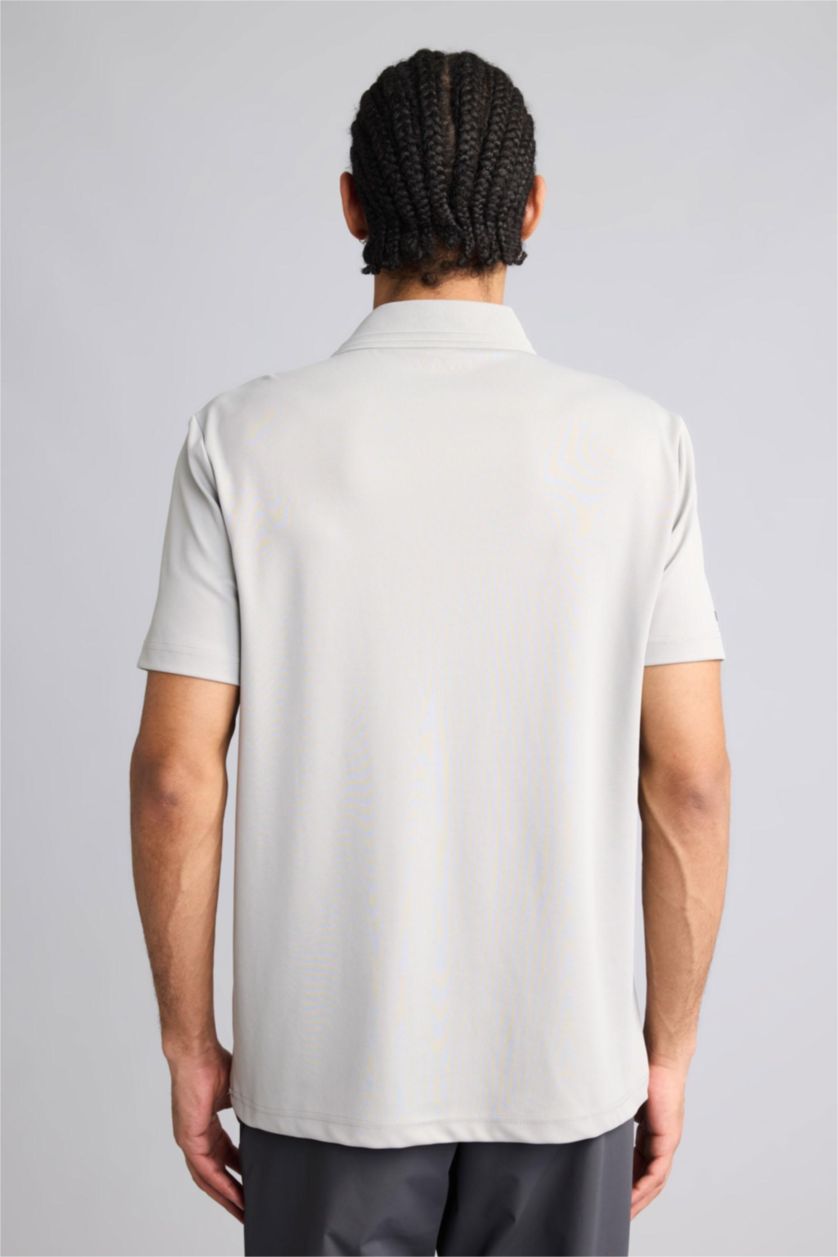 Erkek Açık Gri Standart Fıt Kısa Kollu Polo Tişört