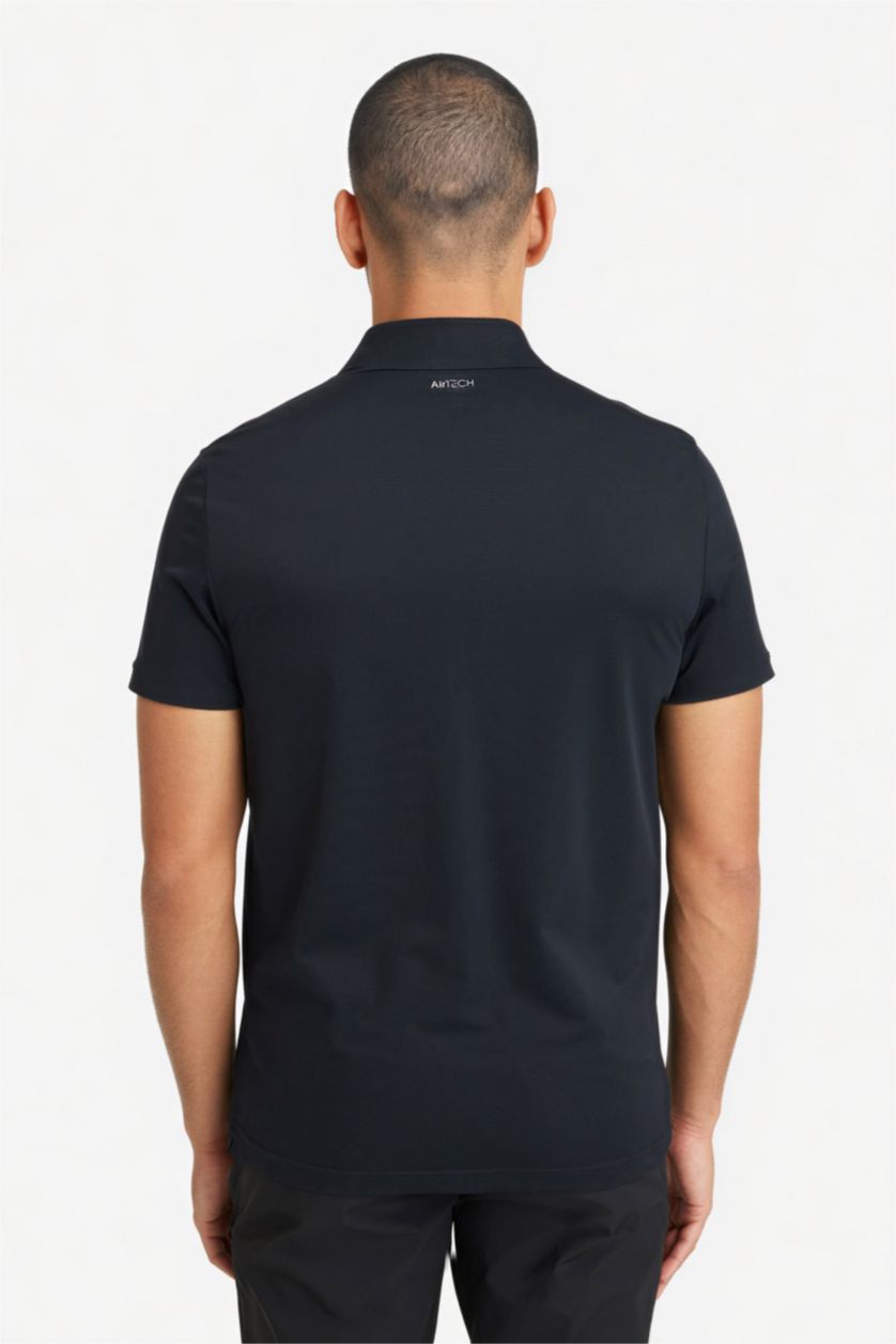 Erkek Siyah Slım Fıt Kısa Kollu Polo Tişört