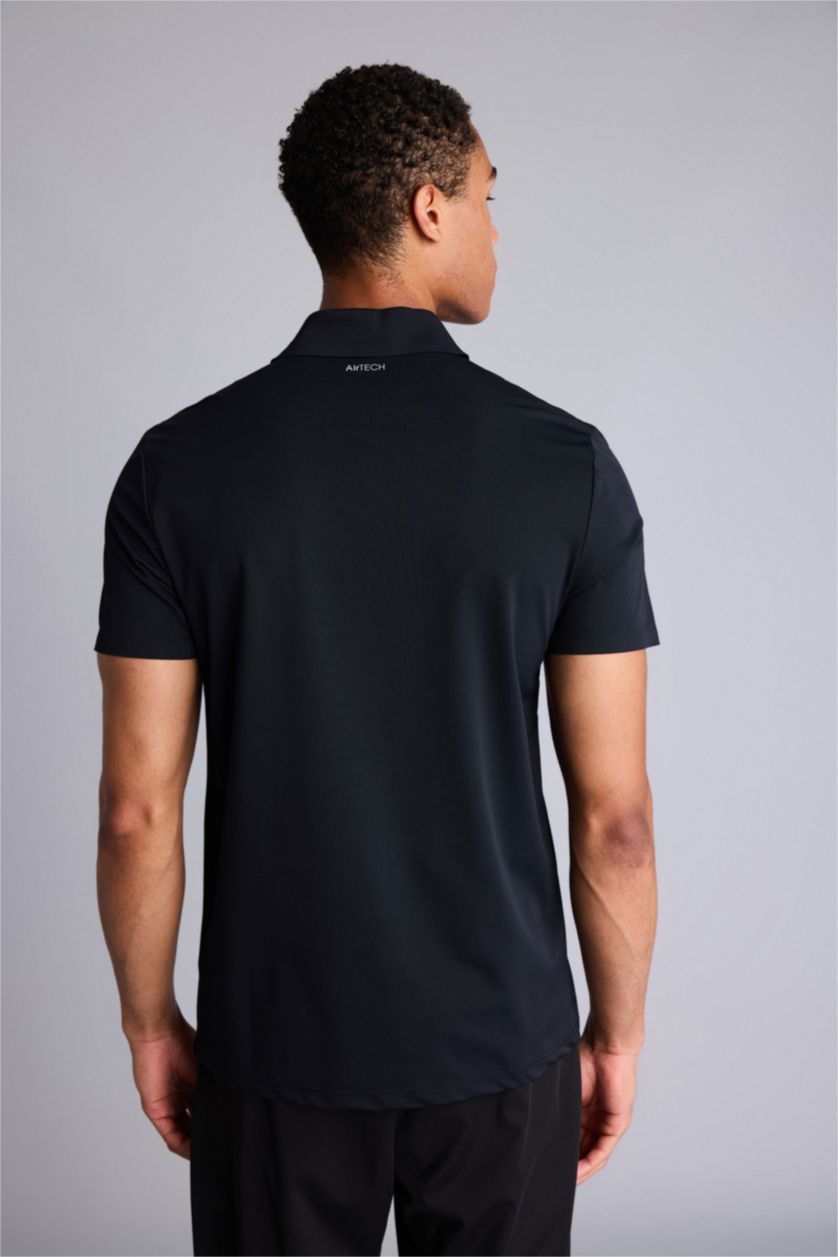 HOMME Noir T-shirt Polo slim à manches courtes