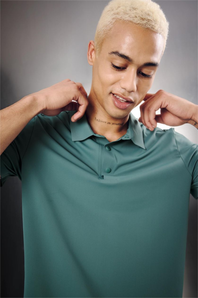 MAN Green Slim Fit Short Sleeve Polo T-Shirt