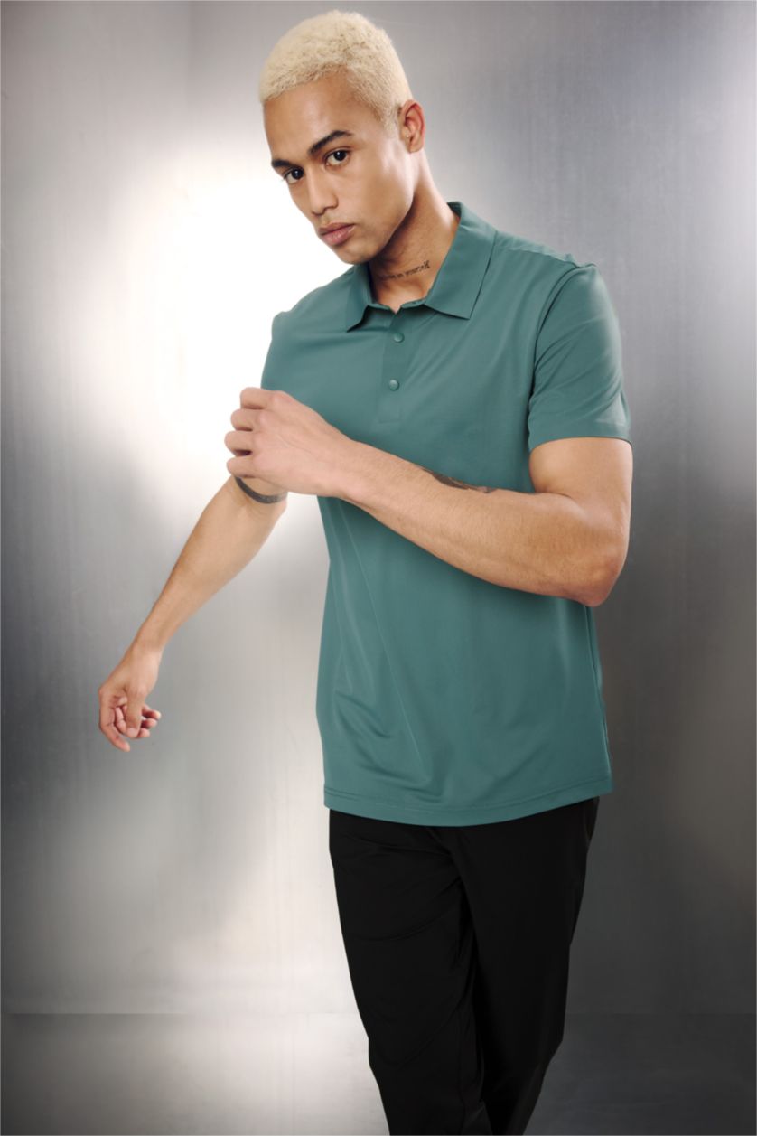 MAN Green Slim Fit Short Sleeve Polo T-Shirt