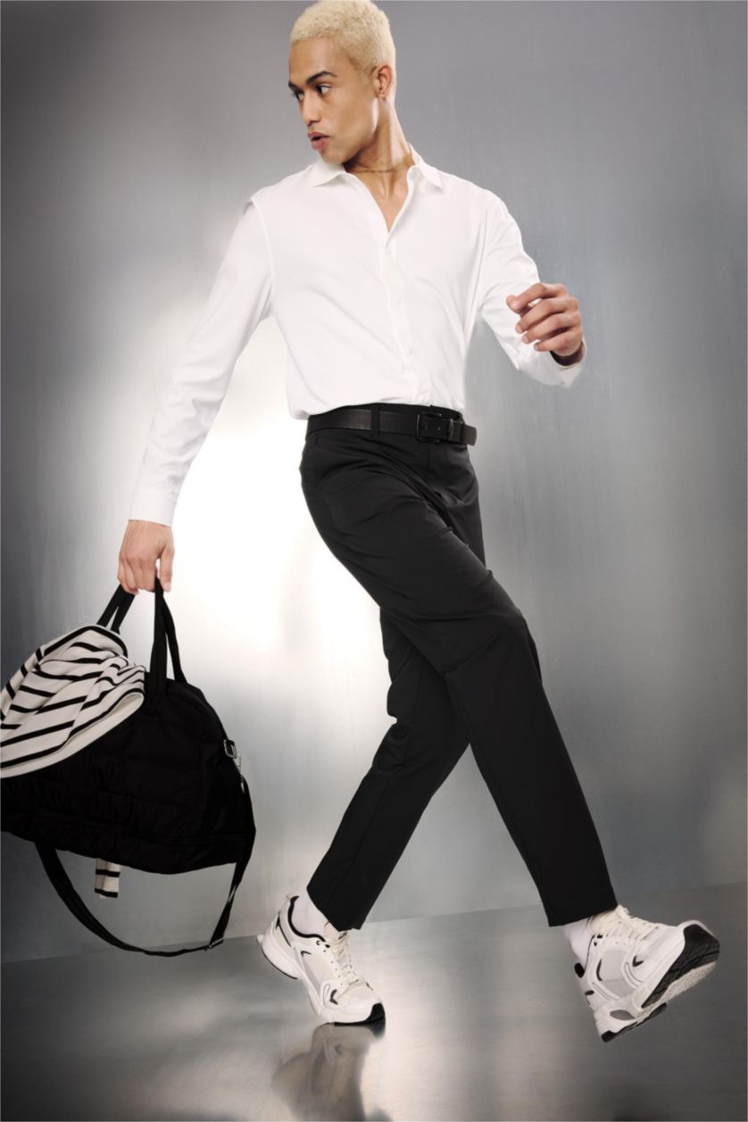 Erkek Siyah Slım Fıt Pantolon