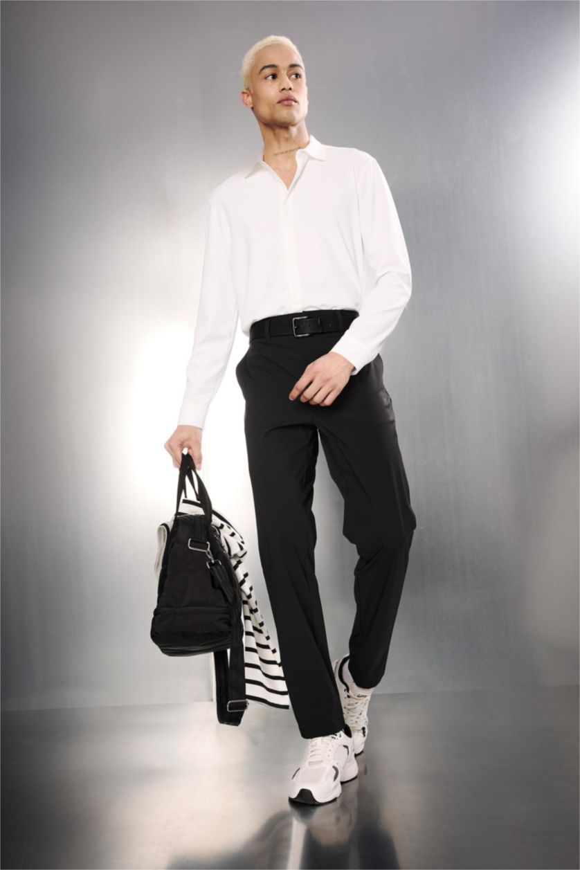 Erkek Siyah Slım Fıt Pantolon